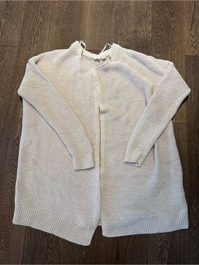 GAP Light Pink and White Knit Open Cardigan